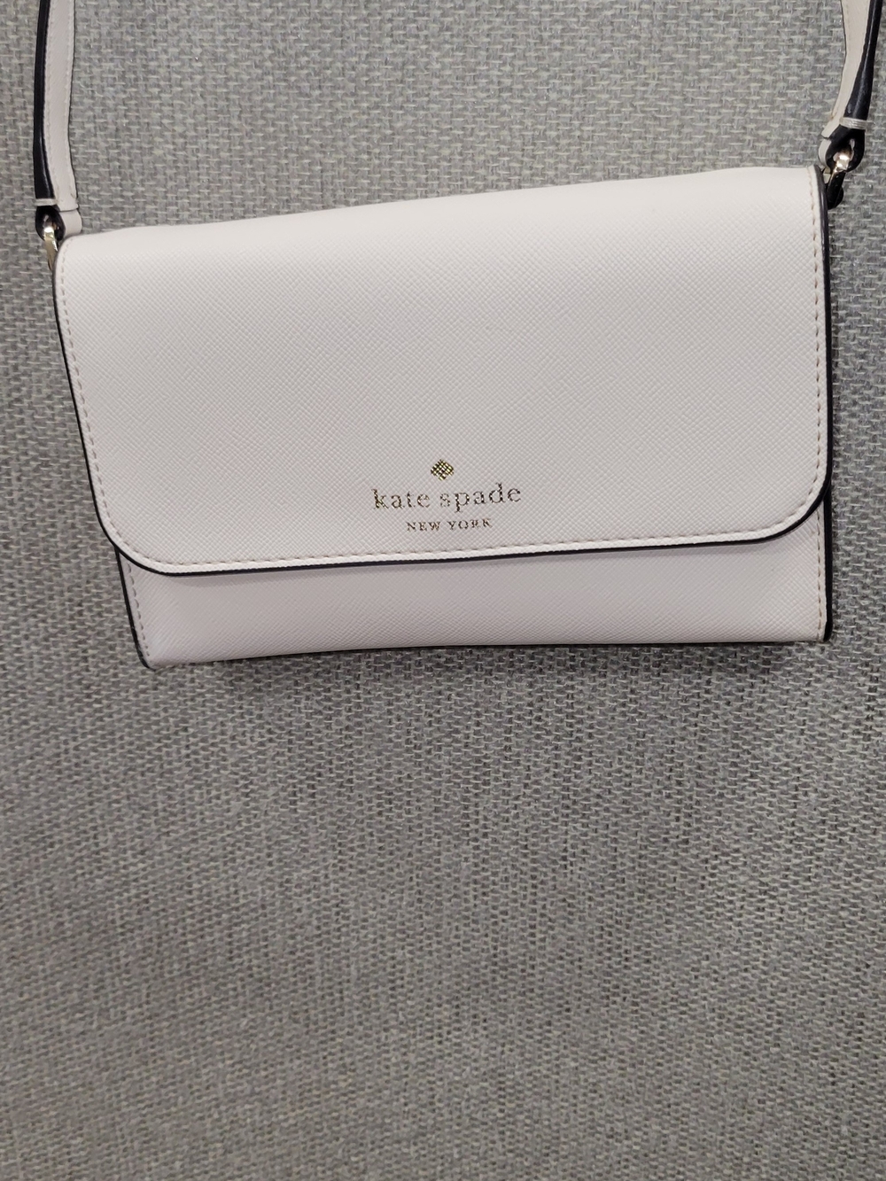 kate spade White Crossbody Wallet with Gold Logo